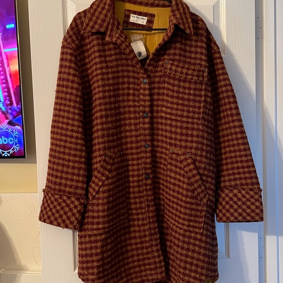 WE THE FREE Free People Houndstooth Coat NWT medium - Picture 8 of 8